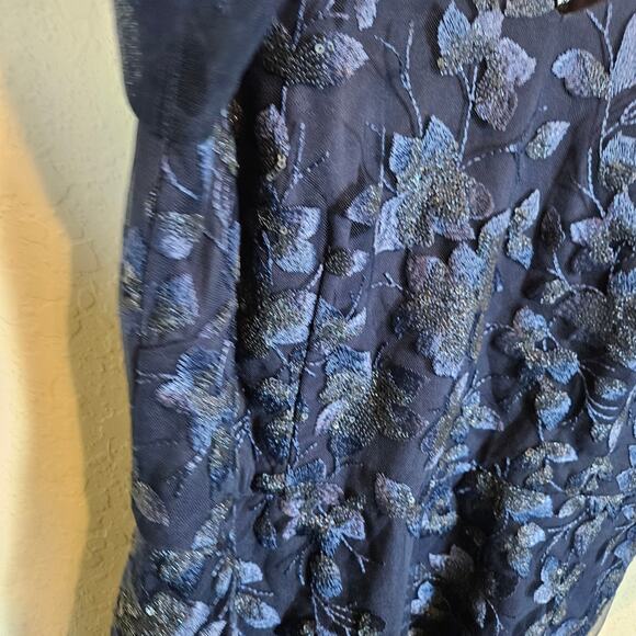 Alex Evenings Floral Embroidered Midi Dress V Neckline Navy Blue  Plus Size 16 - Picture 5 of 12